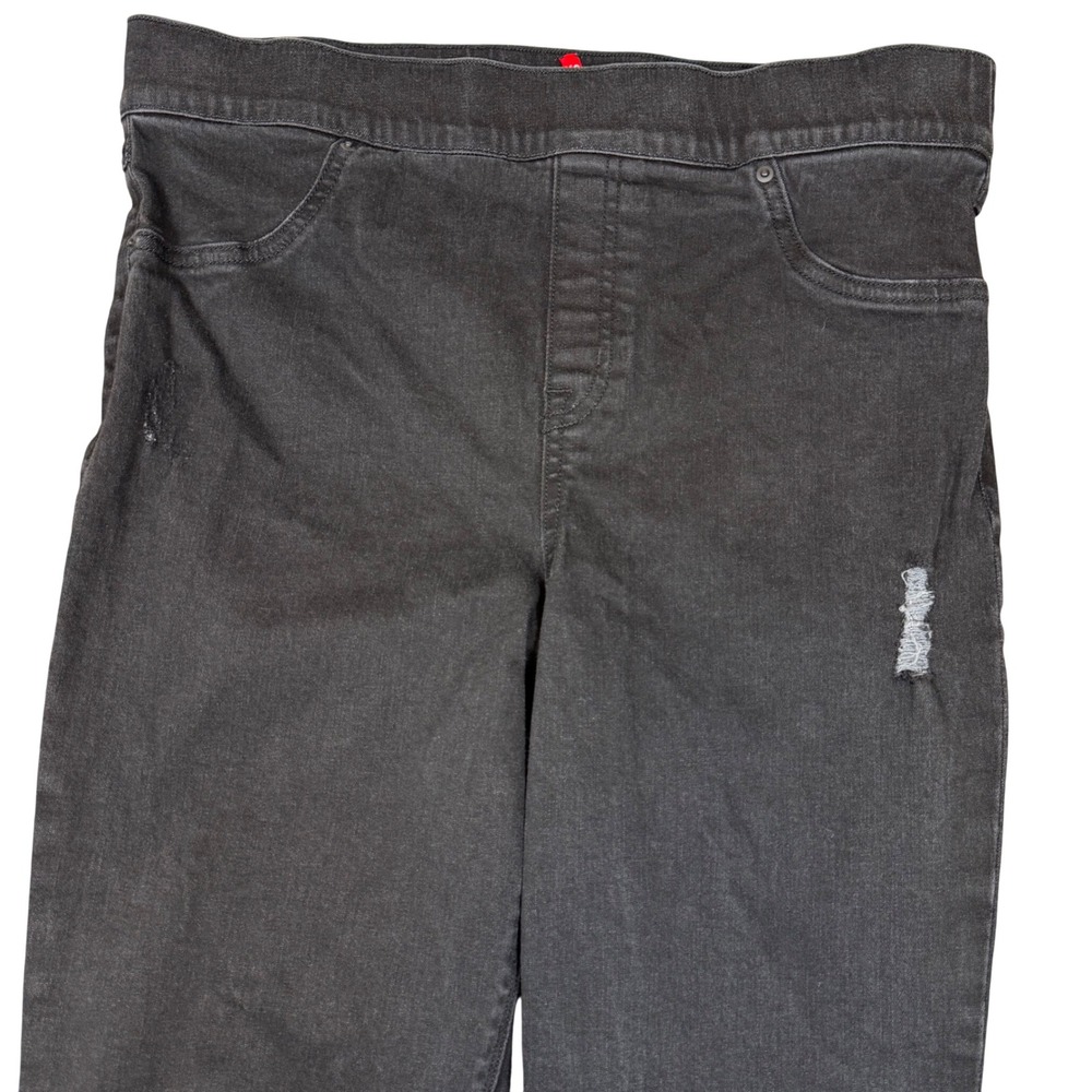 Spanx Ankle Skinny Jeans Distressed Black Pull On‎ Denim Leggings 20213R XL